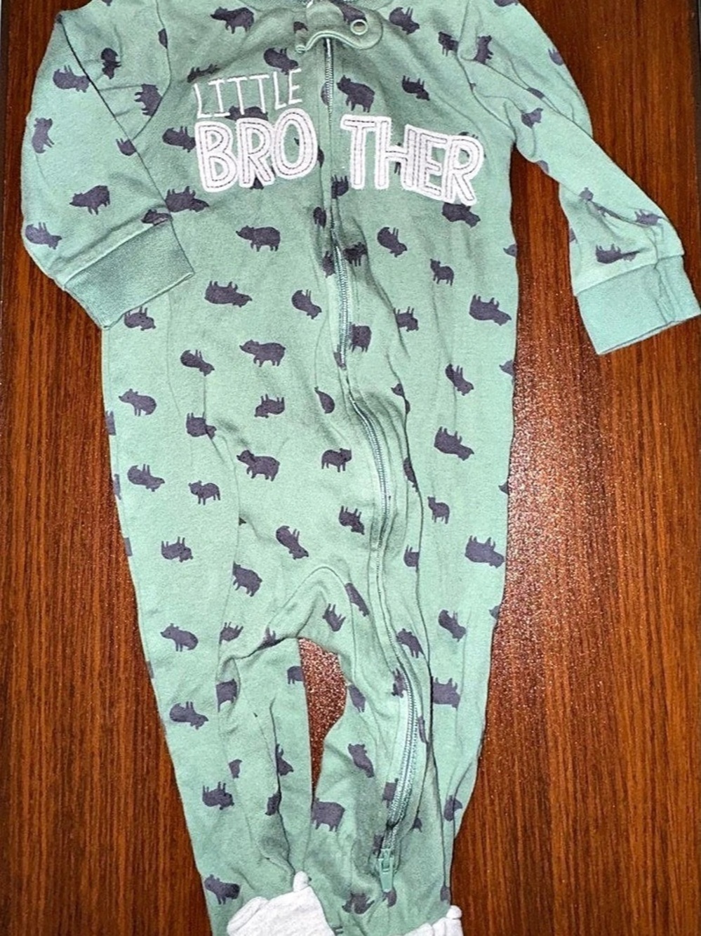 child of mine Baby Footie Green Purple 6-9M Like New